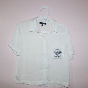 PacSun “not today" Soft white crop top with Skull